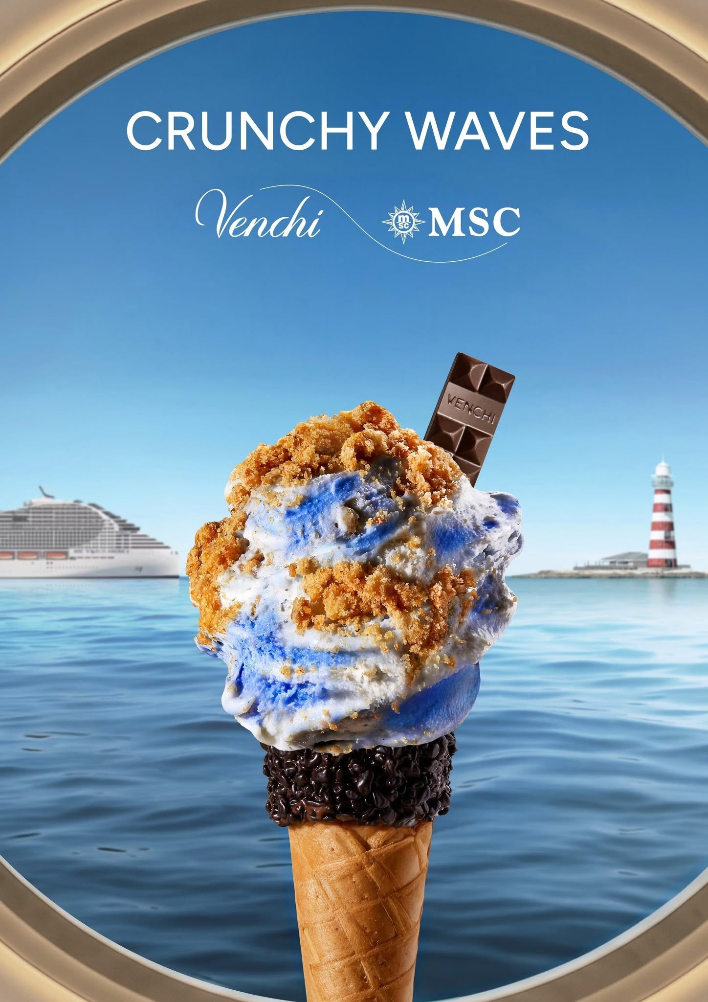 Glace Crunchy Waves créée par Venchi pour MSC Croisières