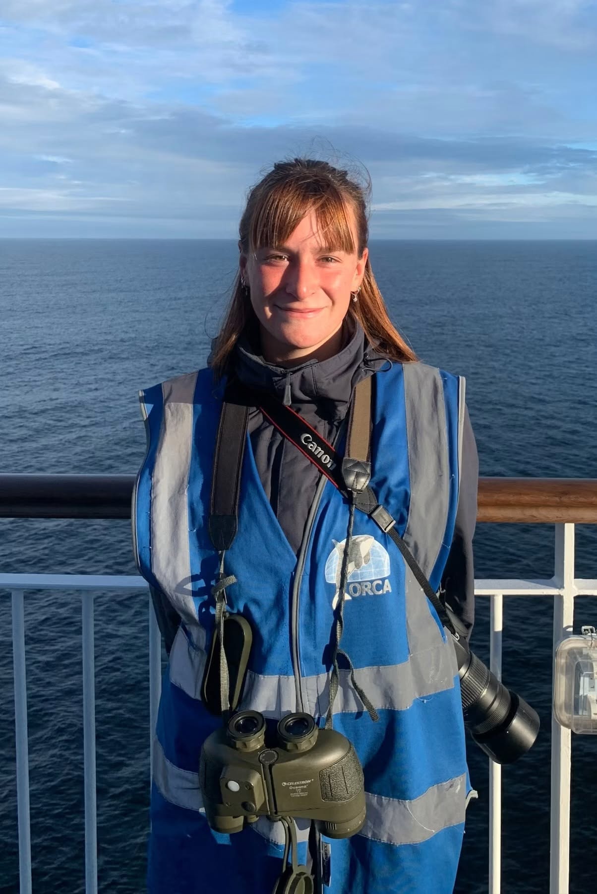 Maria Snell, observatrice des mammifères marins ORCA à bord du MSC Poesia