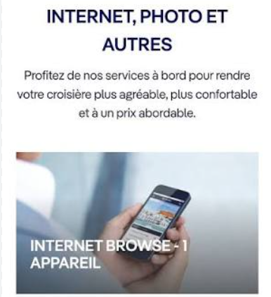 Exemple du forfait Internet Browse proposé par MSC Croisières