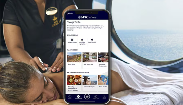 Programme et fonctions de l'application MSC for Me à bord