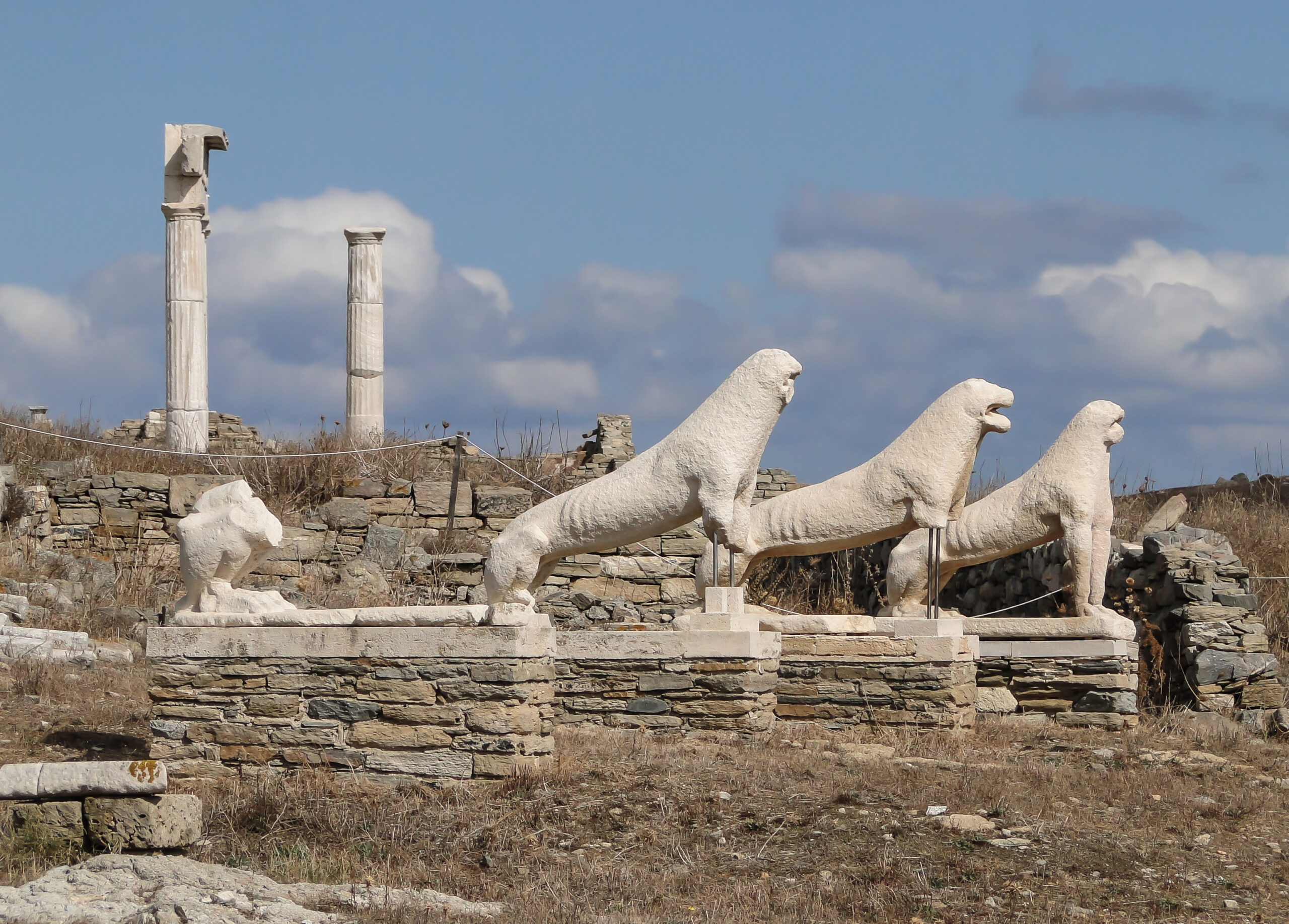 Terrasse des Lions sur le site archéologique de Délos