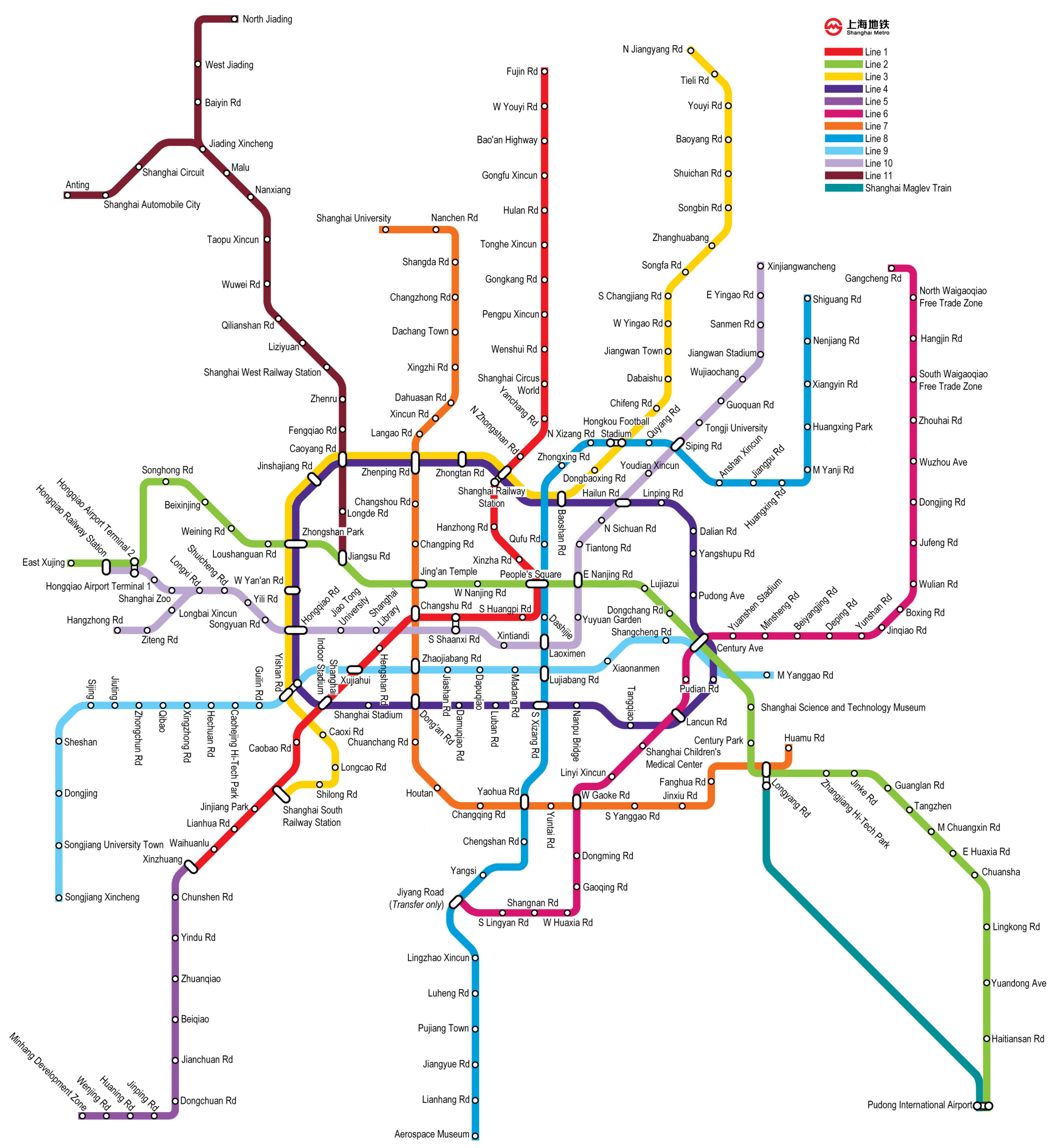 Carte du métro de Shanghaï