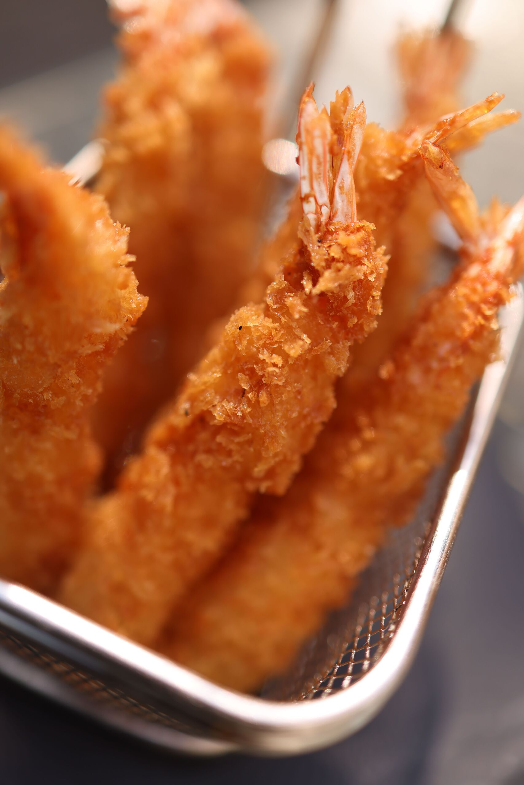 Crevettes panées illustrant une préparation de type tempura
