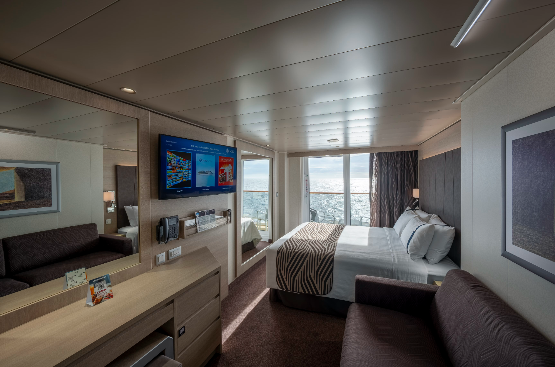 Cabine avec balcon à bord d'un navire MSC Croisières
