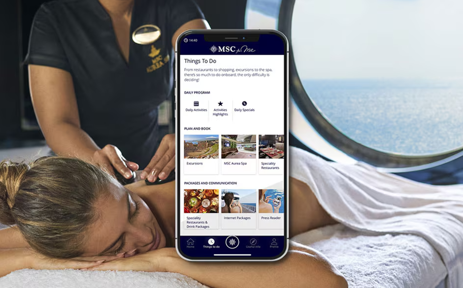 Application MSC for Me utilisée pendant une croisière MSC