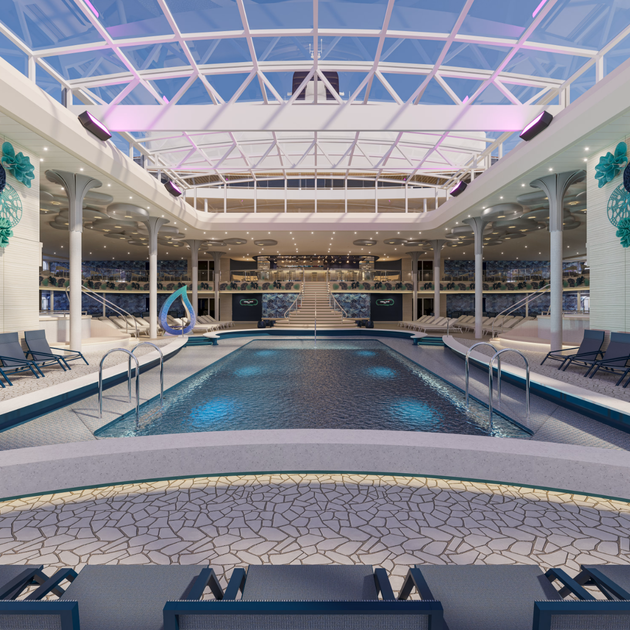 Piscine et pont extérieur à bord d'un navire MSC