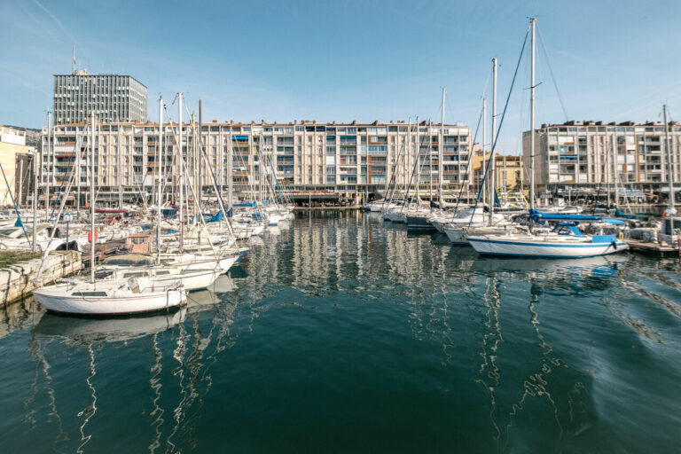 Vue panoramique de Toulon entre port, centre-ville et Mont Faron