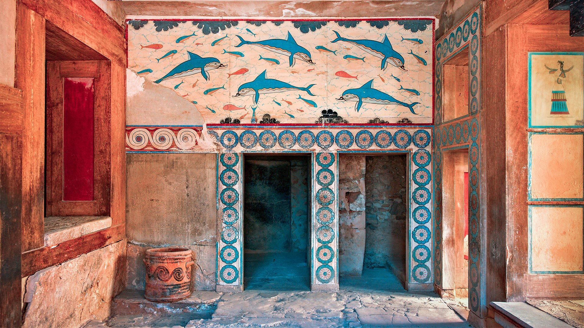 Fresque minoenne sur le site de Knossos en Crète