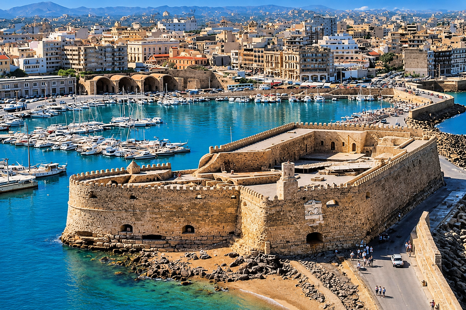 Vue panoramique d’Héraklion et du vieux port en Crète